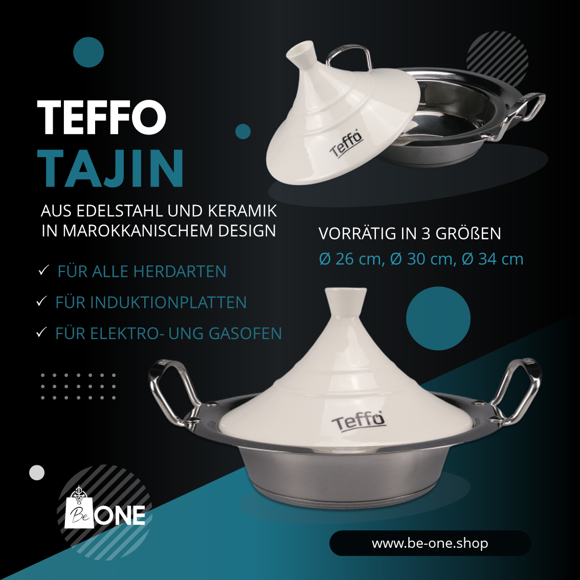 Marokkanische Tajine Teffo Ø 30 cm Keramik Induktion